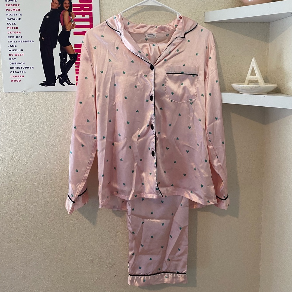 Silky pink pajamas